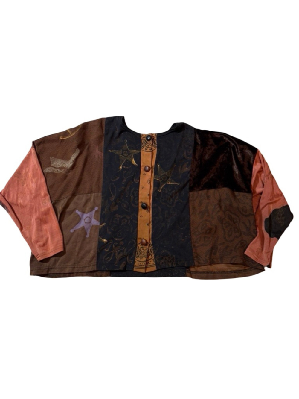 Vintage JG’s Mad Lab Patchwork Art To Wear Cropped Jacket Made USA Boho